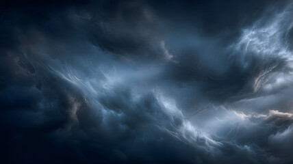 Fototapeta premium Dramatic dark blue cloudy night sky with stars