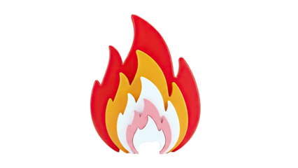 Stylized layered fire icon with vibrant colors