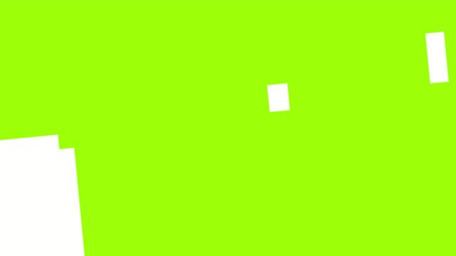 A vibrant lime green blocky geometric abstract wipe transition with irregular white shapes. This energetic motion graphic is ideal for modern video projects.