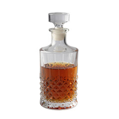 Elegant Crystal Decanter with Amber Bourbon on White Stage