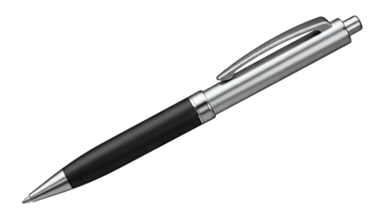 Modern Ballpoint Pen with Silver and Black Design