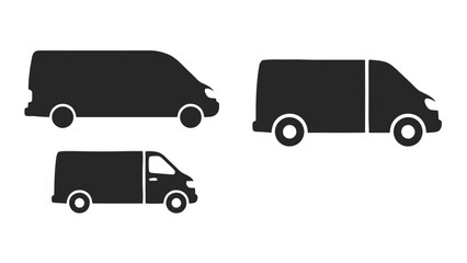 Delivery van vector silhouettes set