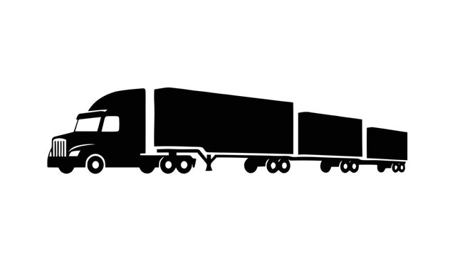 Road train truck silhouette vector illustration