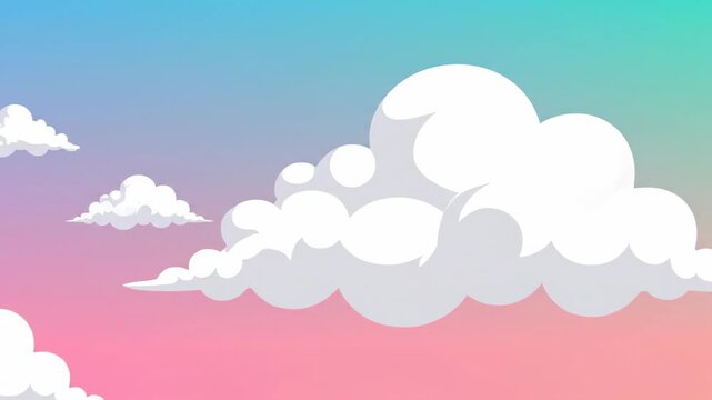 Animated pastel sky scene featuring fluffy clouds and a vibrant gradient background perfect for dreamy, artistic, and serene visual projects.