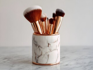 Elegant makeup brush cleaner container with modern look on white background for hygiene maintenance daily