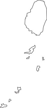 Saint Vincent and the Grenadines Map Stroke Outline Shape Vector