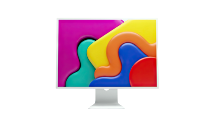 Modern Computer Display with Abstract Colorful Blobs