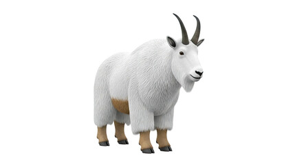 Mountain Goat Standing on White Background