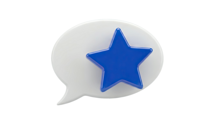 3D Speech Bubble with Blue Star Icon