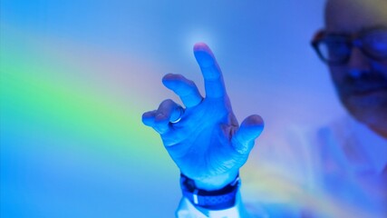 Man touching a padlock shield icon