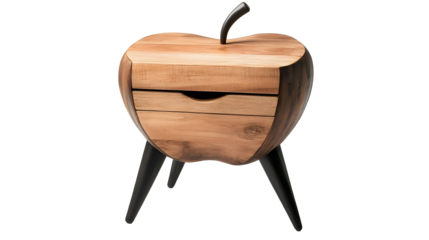 apple shaped nightstand with a drawer isolated on white background