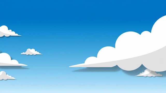 A dynamic collection of animated cloud formations in a bright blue sky, showcasing various shapes and sizes for use as engaging digital backgrounds or creative projects.