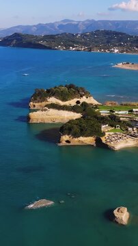 Sidari, Corfu, Canal d&rsquo;Amour (Love Channel), aerial drone view of Corfu island, Greece, with turqoise water and sea beach, Kerkyra, Ionian islands, summer sunny day, Kanali tou Erota, Greek landscape
