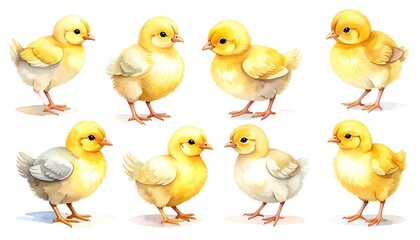 Cute baby chicks, watercolor style