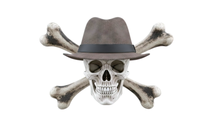 Skull and Crossbones with Fedora Hat