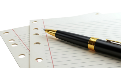 Black and Gold Pen on Lined Paper