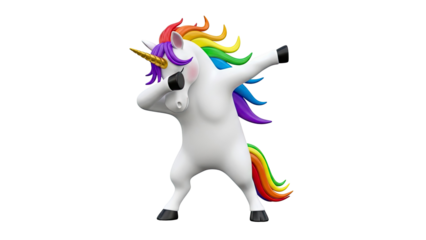 Dabbing Unicorn with Rainbow Mane and Tail