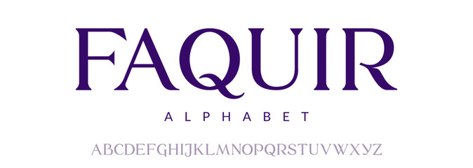 Alphabet elegant serif typography font design. Luxury branding uppercase lettering classic modern display. Premium identity