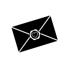 Black Envelope with Heart Shaped Seal 1.
