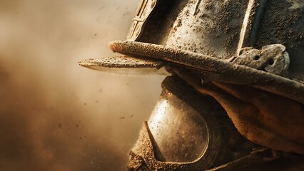 "Firefighter's Helmet Covered in Dust &ndash; A Symbol of Courage on September 11th"