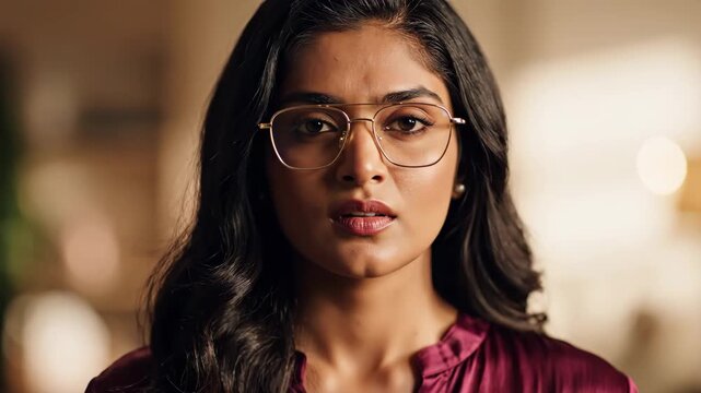 Focused Vision: A confident person gazes directly into the lens, exuding a sense of intellect and determination while wearing stylish spectacles.