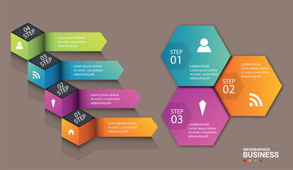 Colorful 3D Geometric Infographic Sets
