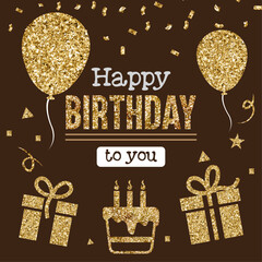 Birthday Banner Golden Decoration Icons