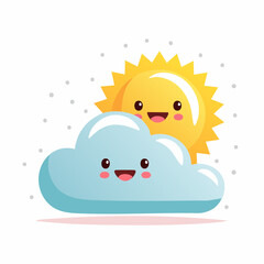 Smiling Sun and Cloud Illustration