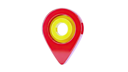 3D Red and Yellow Location Pin Icon