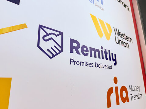 Remitly logo, owned by Remitly Global Inc, on the facade of a self service store. International remittance reception point. Mexico, January 21, 2026