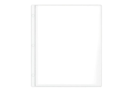 Transparent sheet protector protecting document on binder holes