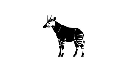 Okapi Silhouette Vector Illustration.