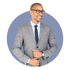 Businessman png badge sticker, profession photo in circle badge, transparent background