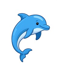 Obraz premium Cartoon dolphin jumping over white background