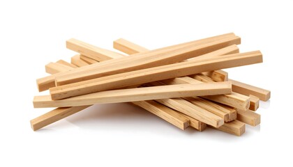 Pile of light-colored wooden blocks