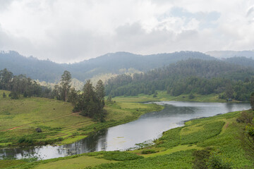 Scenic River Valley and Lush Green Hills in Kodaikanal