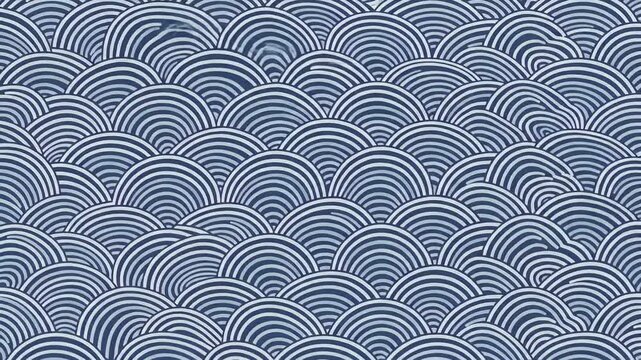 Abstract blue wave pattern with repeating arcs for seamless background and decorative design.