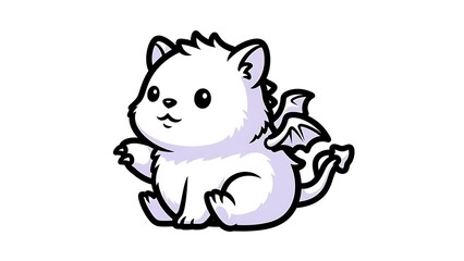 Fototapeta premium Cute Cartoon Dragon Kitten Illustration Art.