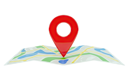 Red Map Pin on Stylized Map