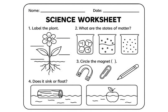 Elementary science worksheet for school education learning