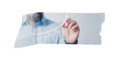 Growth arrow png tape sticker, transparent background