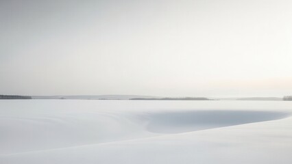 Obraz premium Winter solstice calm landscape, snowy field under clear pale sky, peaceful seasonal aesthetic
