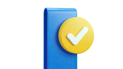 3D Blue Bar with Yellow Checkmark Icon