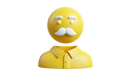 3D Yellow Character with Moustache and Shirt