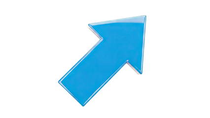 Glossy Blue Arrow Pointing Up and Right