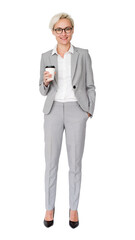 Businesswoman full body png clipart, transparent background