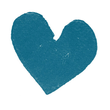 Heart sticker png blue block print