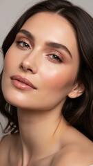 Minimal Beauty Portrait with Natural Skin for Wellness and Self-Care Concept