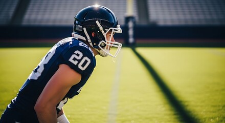 Fototapeta premium American Football Player on Field.