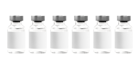 Six png injection vial bottles mockups with labels